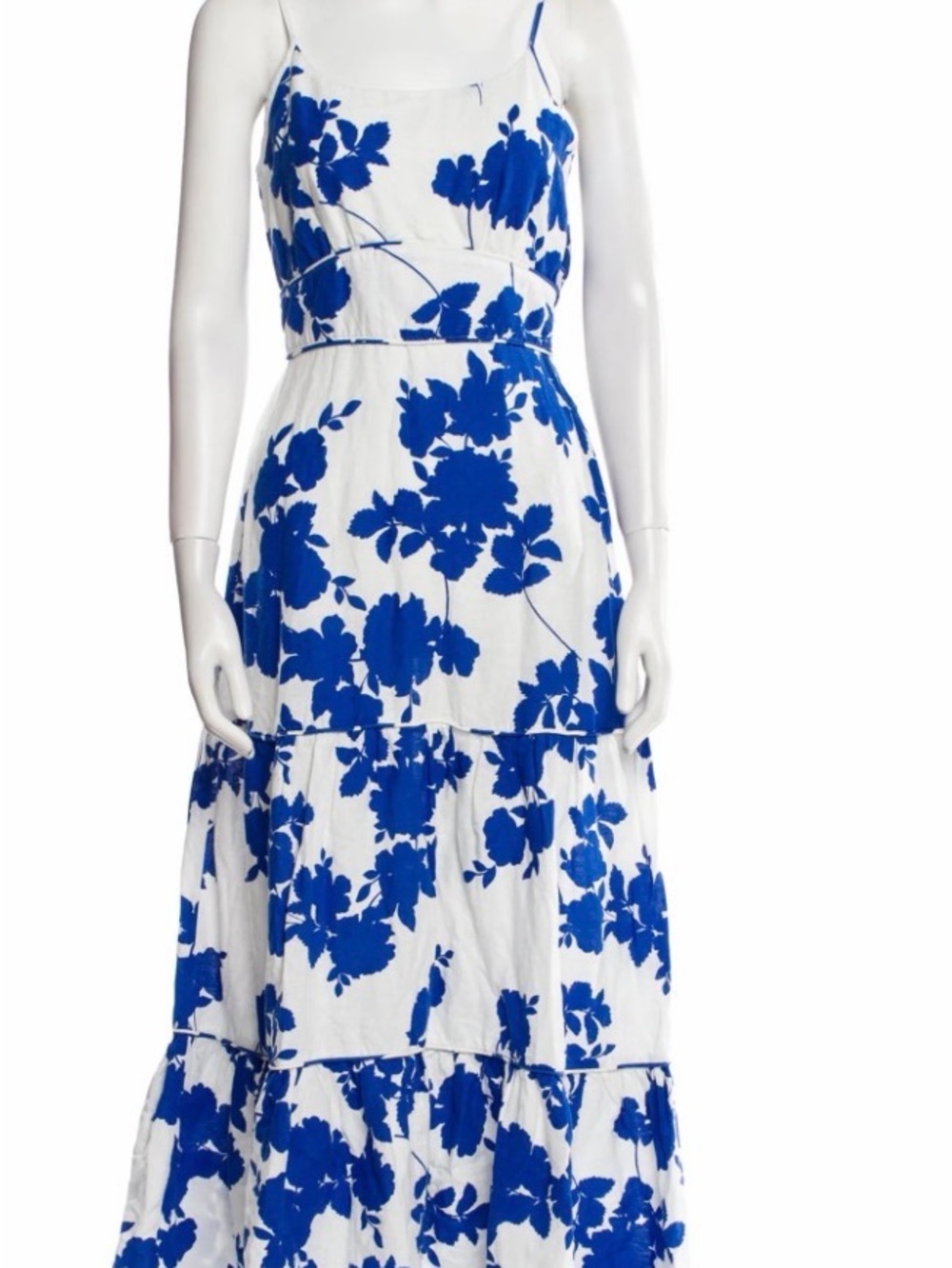 Cynthia Rowley White Maxi Dress with Bold Blue Floral Print
